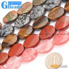 18x25mm Oval Twist Gemstone Beads For Jewelry Making Strand 15" Free Shipping