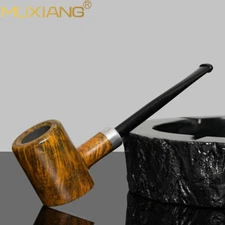 MUXIANG Briar Tobacco Smoking Pipe Wood Smooth Poker Pipe Acrylic Straight Stem