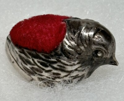 Vintage Hatching Chick Pin Cushion Sterling Silver Ari D. Norman Baby Bird