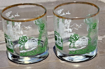 Set of 2 Southern Railway Highball Glasses Tumbler Look Ahead Look South 3.5''