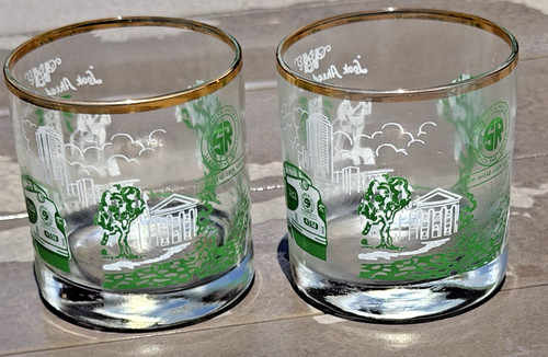 Set of 2 Southern Railway Highball Glasses Tumbler Look Ahead Look South 3.5"