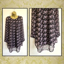 BNWOT Size 10 Floral Sheer Chiffon Loose Fit Boho Casual Holiday Day Dress AWDDC