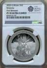 2025 UK BRITANNIA 1 OZ SILVER PROOF NGC PF70 UCAM FIRST RELEASE ROYAL MINT LABEL