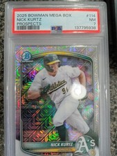 2025 Bowman Mega Box Nick Kurtz Chrome Prospects PSA 7 Mojo Refractor  #114