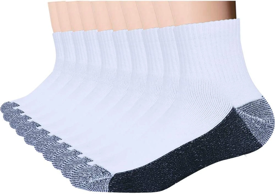 10P Pack Unisex Cotton Moisture Wicking Cushion Ankle Socks