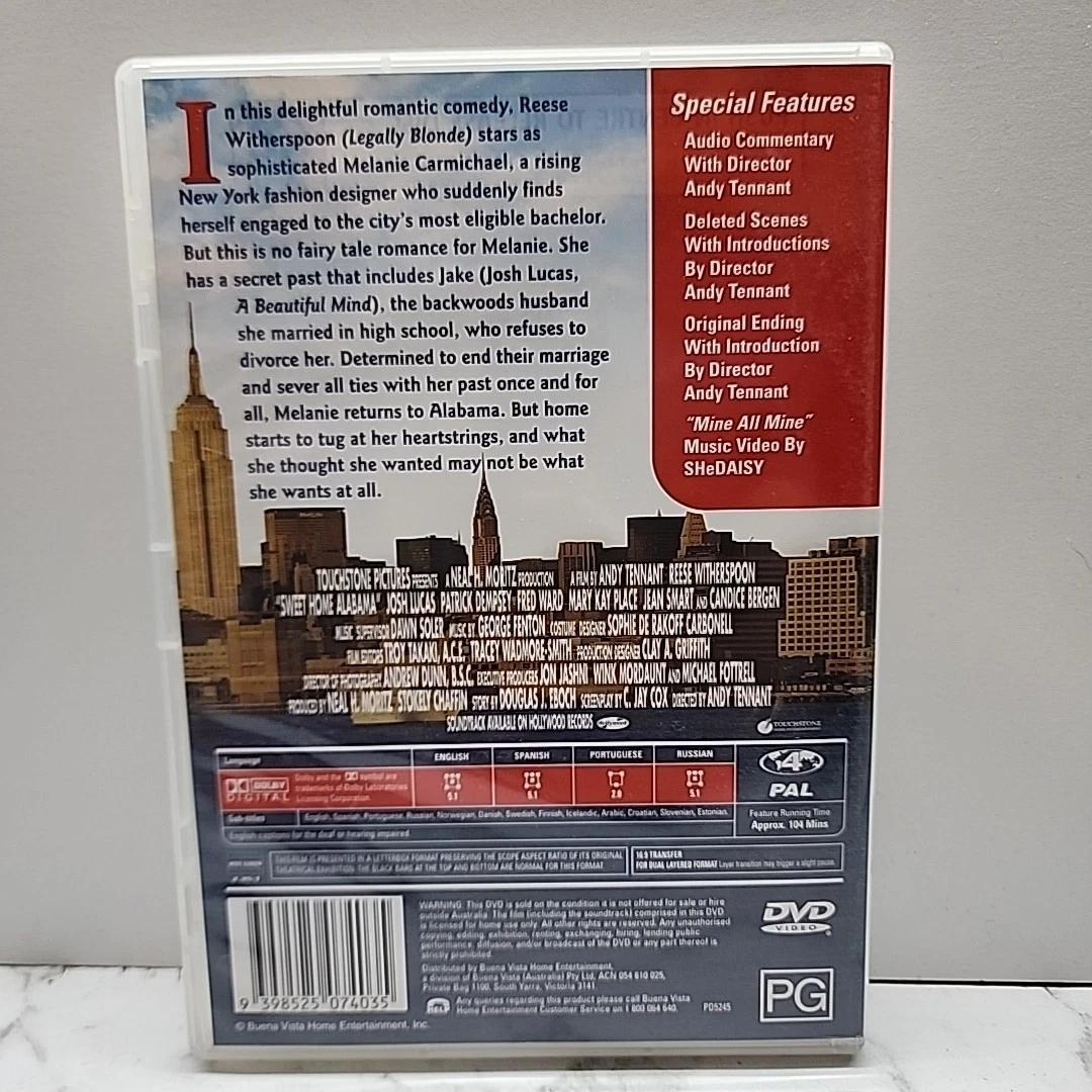 Sweet Home Alabama (DVD, 2002) Region 4 VGC