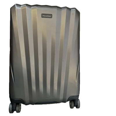 RICARDO 22'' Black Plastic Hardcase Spinner Carry-On Rolling Suitcase, Solid