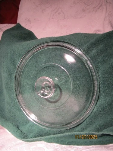 Vintage Pyrex G1C Round 8 3/4" Dia Clear Glass Large Knob Lid Made in USA