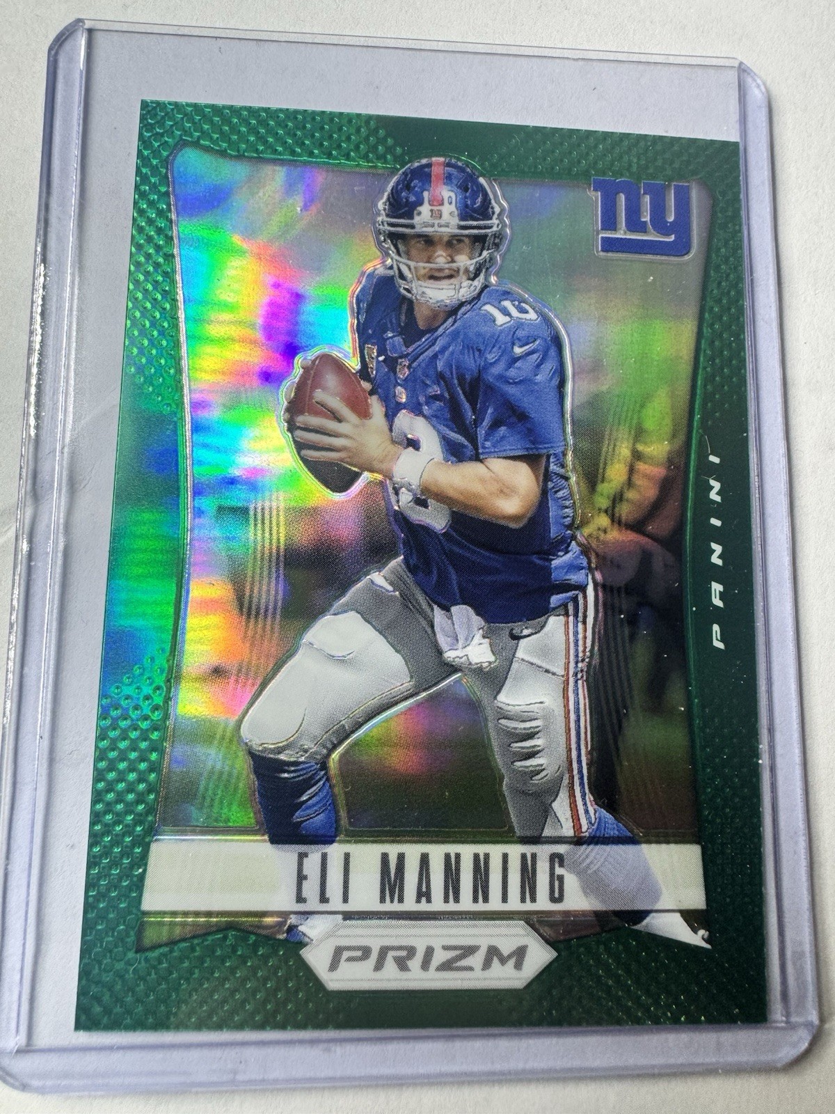 2012 Panini Prizm Green Prizm Eli Manning #124 New York Giants NFL Football Card