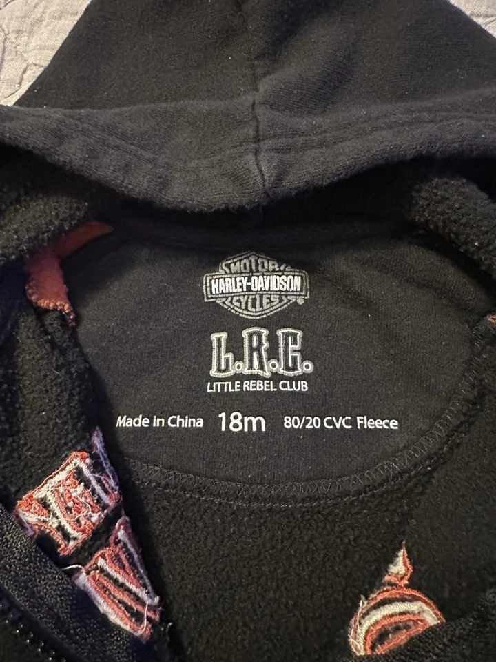 Sudadera con Capucha Harley Davidson Bebé 18M Little Rebel Club Cremallera Negra Naranja Calavera Foto 3 de 4