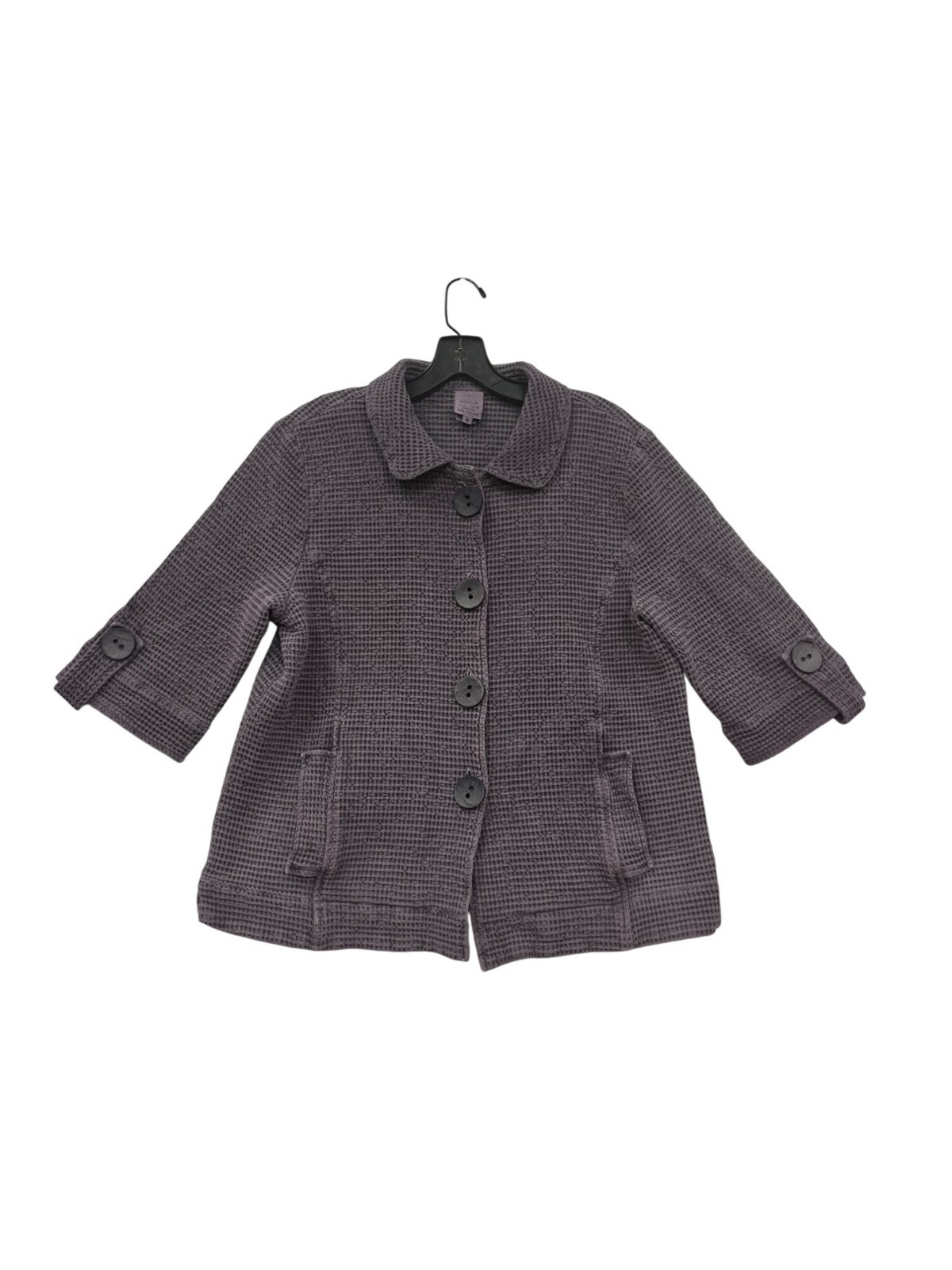 Focus Medium Waffle Knit Button-Up Jacket Purple … - image 1