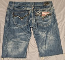 Robin’s Jean Shorts Mens 42 Studded American Flag Distressed Denim 15" USA Made