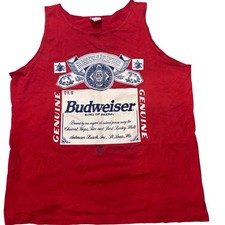 Budweiser Tank Top Men Large Red Vintage 1993 Beer Label Graphic USA Made