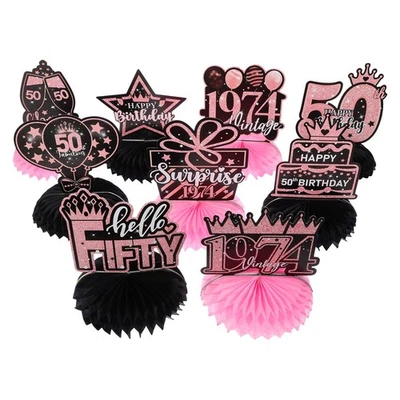 9 Pcs Deco Anniversaire Femme Décorations En Papier Alvéolé Fête - Photo 1/4
