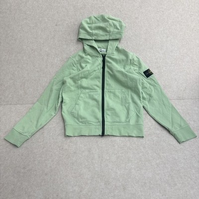 Stone Island Junior Zip Up Hoodie Neon Green Boys Size 10 Patch Desinger