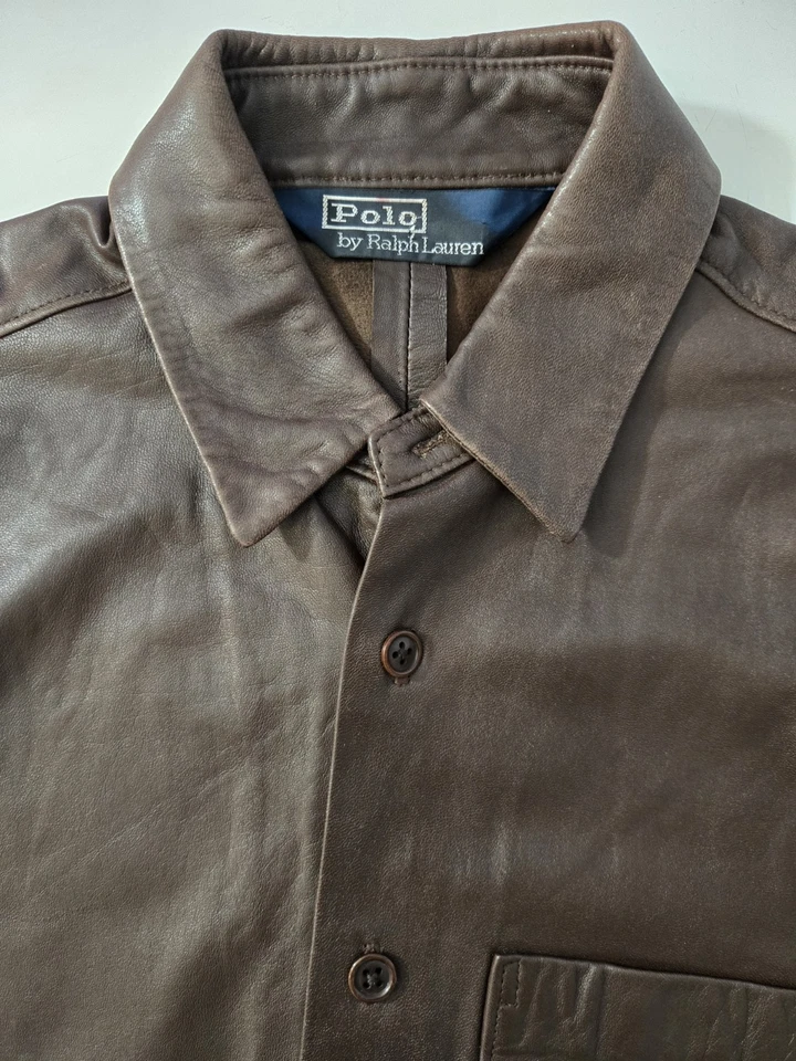 POLO Ralph Lauren Lambskin LEATHER Lightweight SHIRT $899  Small RARE! - Image 4 of 4