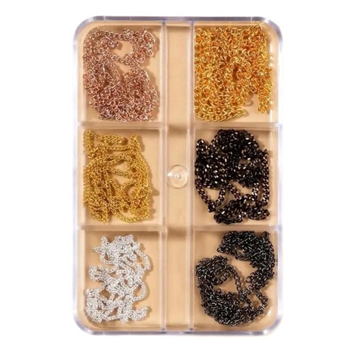Gothic Nail Design Metal Chains Mix 6 Grids Timeless Style Embellishment Kit
