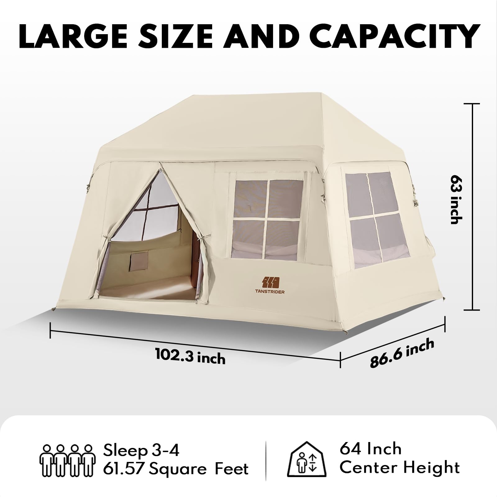 Inflatable Tents for Camping, Blow Up Tent with Hand Pump, 3-4 Person Air Gla...