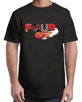 Pixar's Cars Numbers 4 Fourth 4th Birthday Party T-Shirt For Unisex S-4XL