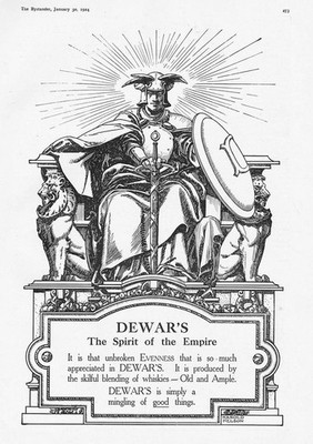 DEWARS Scotch Whisky The Spirit of the Empire - antike Werbung 1924