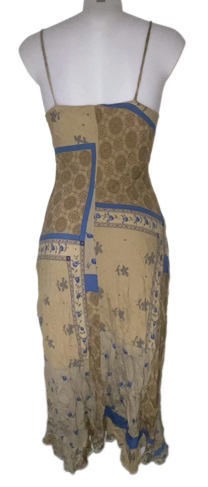 De Colección Y2k Sello Húmedo Talla L Para Mujer Marrón Patchwork Babydoll Boho Coqueta Vestido Sin Mangas Foto 2 de 4