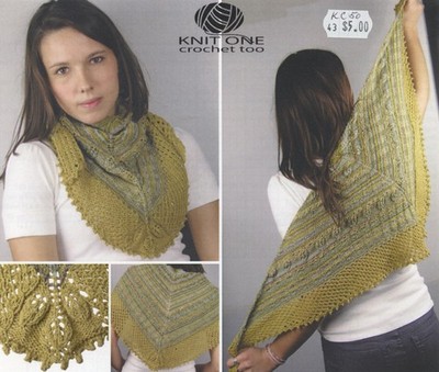 K1C2 Knit One Crochet Too Knitting Pattern 1998 Vintage Colors Shawlette