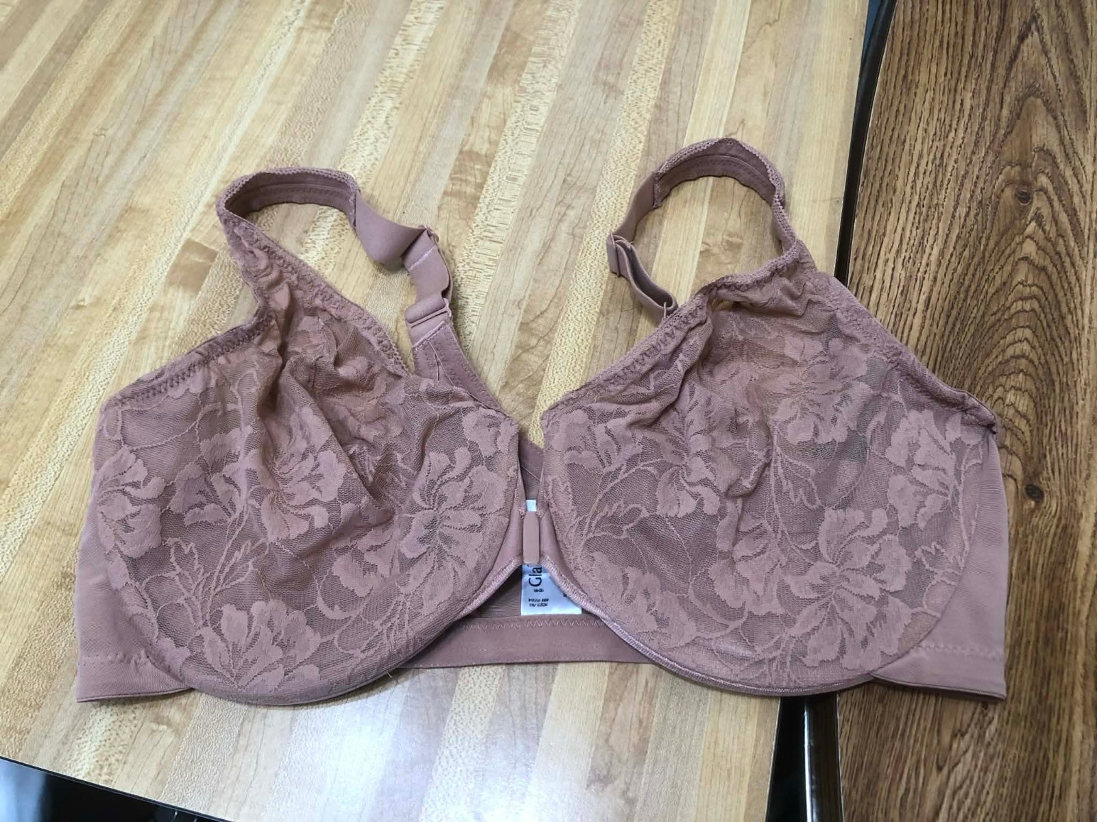 Glamorise Sz 38F Cappuccino Full-Figure Wonderwire Front Close Lace Bra 9246