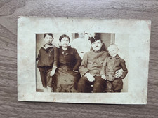 Vintage Studio Photographic Romanian Postcard Militar Family Portrait