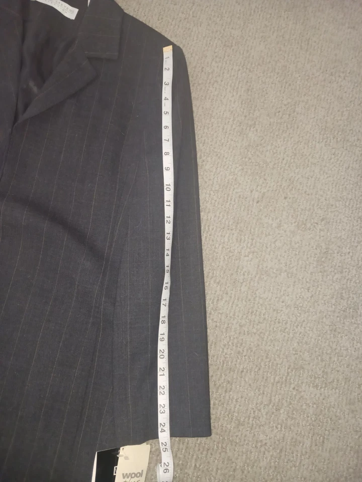 Chaqueta Traje Largo Colección Valerie Stevens Mujer Talla 12 Gris Tostado Rayas $165 Foto 2 de 4