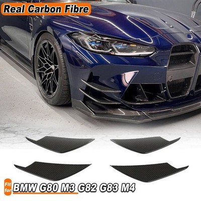 For BMW G80 M3 G82 G83 M4 2021UP Real Carbon Fiber Front Bumper Canard Fins 4PCS