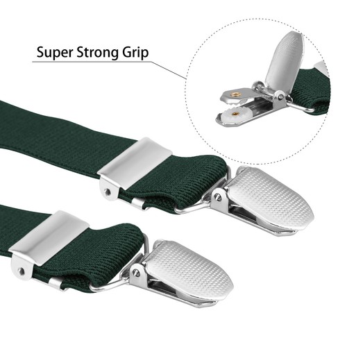 Buyless Fashion Men Suspenders 48" Elastic Adjustable 1" Leather Y Shape Back - Picture 44 of 91