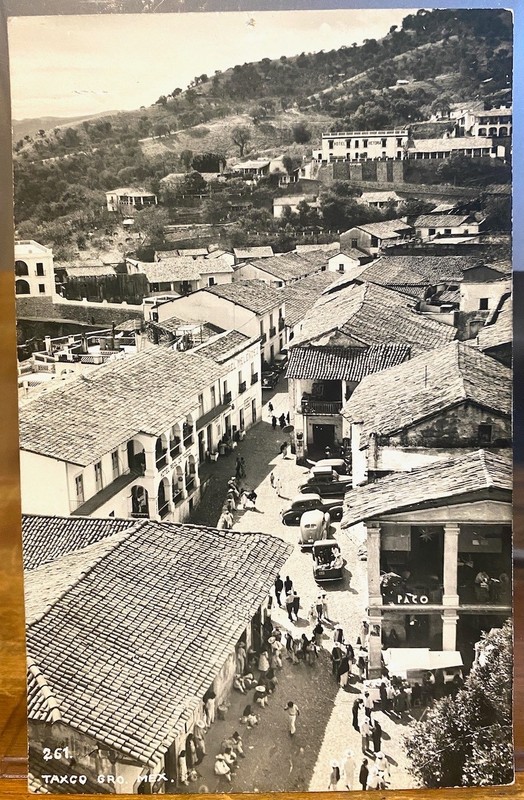 Mexican RPPC Birdseye Market TAXCO Guerrero MEXICO Paco Hotel Real Animated 261