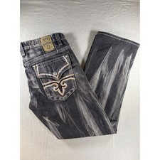Rock Revival Jeans Mens 40x33 Gray Acid Wash Straight Bootcut Made in USA Denim