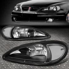 FOR 99-05 PONTIAC GRAND AM PAIR BLACK HOUSING CLEAR CORNER HEADLIGHT HEAD LAMPS