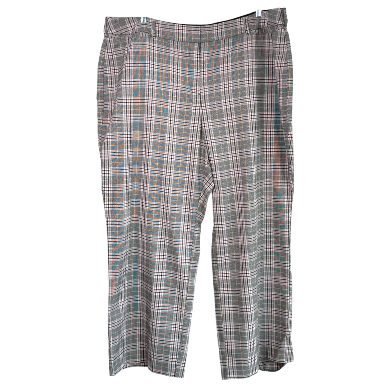 Lane Bryant Perfect Drape Straight Leg Dress Pants Plaid Sz 26 Office Corpcore