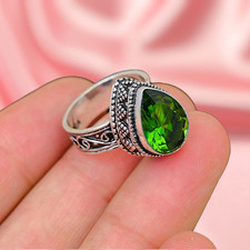 Peridot Gemstone Ring Silver Ring 925 Sterling Silver Ring Anniversary Jewelry
