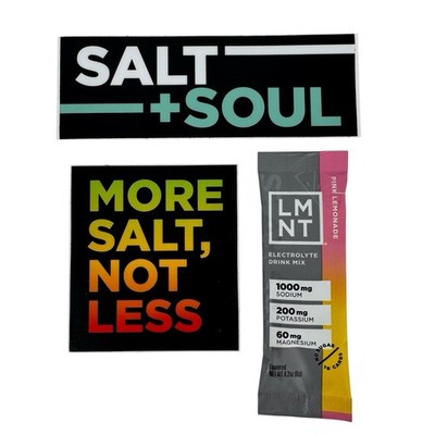 LMNT 2 Stickers + 1 Stick Set: More Salt Not Less, Salt+Soul, Pink Lemonade NEW