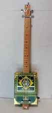 Cigar box guitar, 3 string, metal frets, piezo sound PU  installed (see desc)