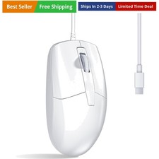 USB C Wired Mouse, Type C Optical Mouse, Portable Silent Comfortable, for Lap...