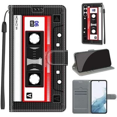 For Various Phone Cool Retro Tape Leather Card Wallet Case Bag Flip Holder Cover