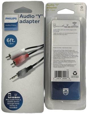 PHILIPS AUDIO RCAケーブル2本セット Philips 2-Pack of 6ft Y-Adapter Audio Cable RCA 3.5MM - Red/White
