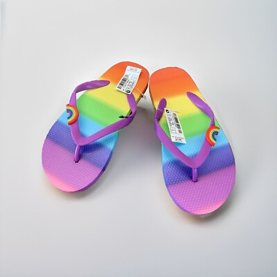 Next Girls Rainbow Sandals Toe Post Thong Flip Flops Multicolour