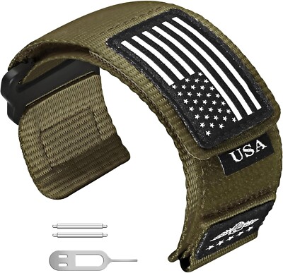Tactical Nylon Watch Band for Garmin Instinct/Instinct Solar, 22mm Strap 