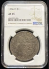Scarce 1886 O New Orleans US Morgan Silver Dollar 1$ Certified NGC XF45 High Grd