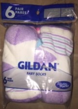 NIP Gildan Baby Infants Girls 6 Pack Pairs Crew Socks Size 0-6 Months Kids Child