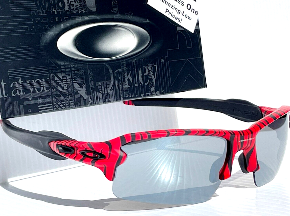 NEW Oakley FLAK 2.0 Red Tiger Stripes POLARIZED Galaxy Chrome Lens