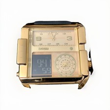 Herren Armbanduhr Neu eckig. Analog Digital, Edelstahl In Gold