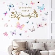 Colorful Butterflies Wall Sticker, Simplicity Butterfly English Words Wall
