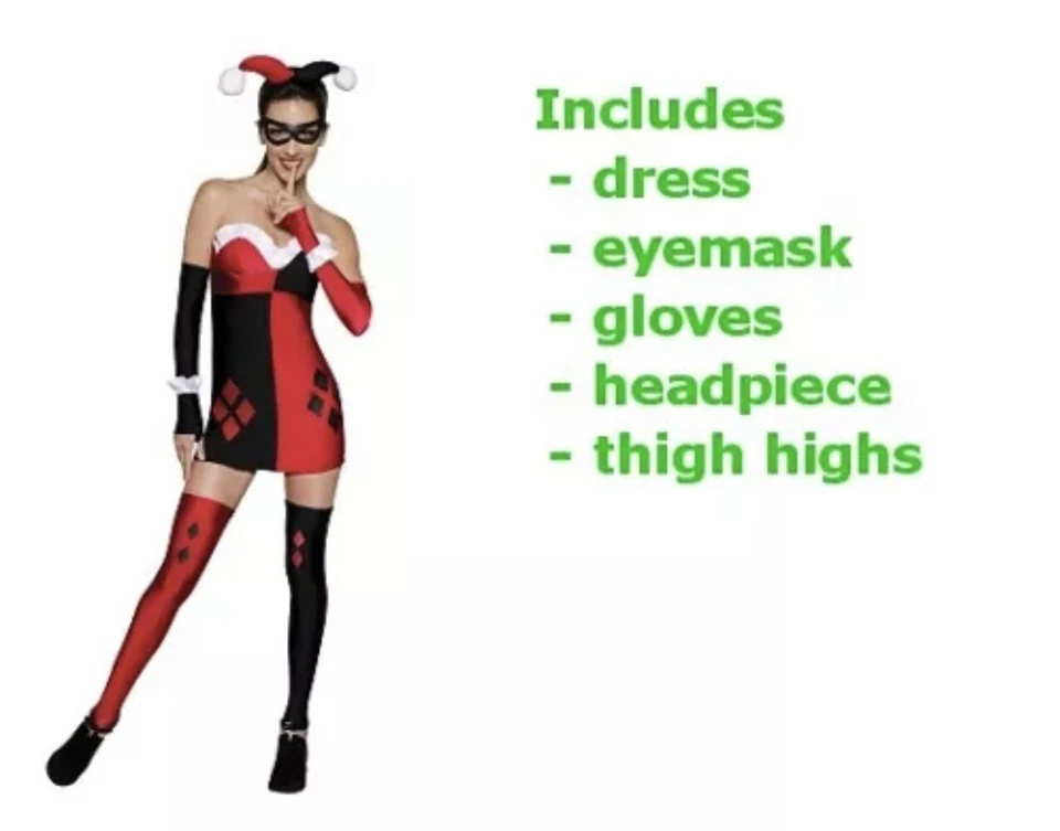 HARLEY QUINN~DISFRAZ DE HALLOWEEN~SÚPER VILLANOS~HARLEY QUINN~ADULTO MEDIANO ~GOTHAM Foto 2 de 4