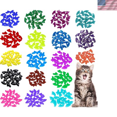 Eco-Friendly 120 Cat Nail Caps with Applicators - Comfort & Protection